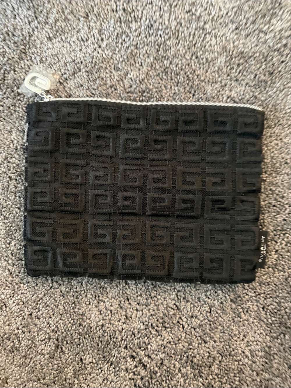 Givenchy Black Embossed Logo Zip Pouch